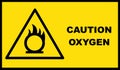 Caution oxygen storage, warning sign. Sticker.