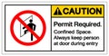 Caution Permit Required Confined Space Always keep person at door during entry Symbol Sign ,Vector Illustration, Isolate On White