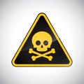 Caution poison hazard sign. Black yellow carbon warning poison hazard sign on white background. Information vector icon. Design