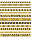 Caution police lines flat vector illustrations set