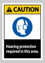 Caution PPE Sign Hearing Protection Required In This Area with Symbol Royalty Free Stock Photo