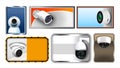 Caution Protect Cctv Nameplates Posters Set Vector