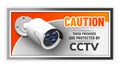 Caution Protected Cctv Nameplate Banner Vector Royalty Free Stock Photo