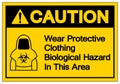 Caution Protective Clothing Biological Hazard Symbol, Vector Illustration, Isolate On White Background Label. EPS10