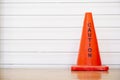 Caution red cone safety notice at workplace office stair Royalty Free Stock Photo