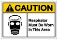 Caution Respirator Must Be Worn In This Area Symbol Sign, Vector Illustration, Isolate On White Background Label. EPS10 Royalty Free Stock Photo