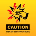 Caution risk of electric shock sign isolated on background Royalty Free Stock Photo