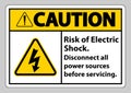 Caution Risk of electric shock Symbol Sign Isolate on White Background Royalty Free Stock Photo