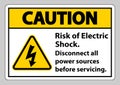 Caution Risk of electric shock Symbol Sign Isolate on White Background Royalty Free Stock Photo