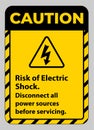 Caution Risk of electric shock Symbol Sign Isolate on White Background Royalty Free Stock Photo