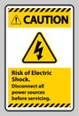 Caution Risk of electric shock Symbol Sign Isolate on White Background Royalty Free Stock Photo