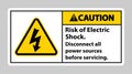 Caution Risk of electric shock Symbol Sign Isolate on White Background Royalty Free Stock Photo