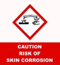 Caution, risk of skin corrosion. Warning sign.