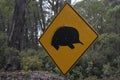 Caution road sign of Echidna Tasmania Australia