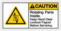 Caution Rotating Parts Inside Keep Hand Clear Lockout Tagout Before Servicing Symbol Sign, Vector Illustration, Isolate On White