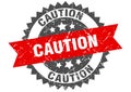 Caution stamp. caution grunge round sign. Royalty Free Stock Photo