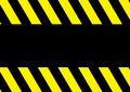 Caution safety banners. Black yellow striped. Blank warning background