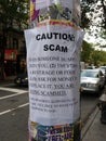 Scam, Be Alert of Scammers, Caution, NYC, NY, USA