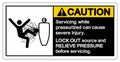 Caution Servicing While Pressurized Can Severe Injury Symbol Sign ,Vector Illustration, Isolate On White Background Label. EPS10