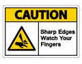 Caution Sharp Edges Watch Your Fingers Symbol Sign on white background