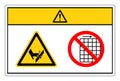 Caution Sharp Edges Will Cut Do Not Remove Guard Symbol Sign, Vector Illustration, Isolate On White Background Label .EPS10