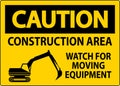 Caution Sign Construction Area - Watch For Moving Equipment Royalty Free Stock Photo
