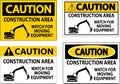 Caution Sign Construction Area - Watch For Moving Equipment Royalty Free Stock Photo