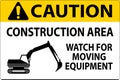 Caution Sign Construction Area - Watch For Moving Equipment Royalty Free Stock Photo