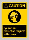 Caution Sign Eye And Ear Protection Required In This Area Royalty Free Stock Photo