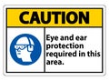 Caution Sign Eye And Ear Protection Required In This Area Royalty Free Stock Photo
