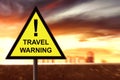 Caution sign of new variant of covid 19 omicron on the city Royalty Free Stock Photo