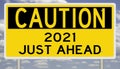 Caution sign for 2021 Royalty Free Stock Photo