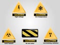 Black and yellow Triangle Hazard warning and attention road sign. Volume symbol . Isolated on white background. Caution or acciden Royalty Free Stock Photo