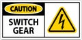 Caution Sign, Switch Gear Sign Royalty Free Stock Photo