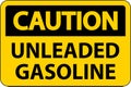 Caution Sign Unleaded Gasoline On White Background