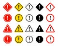 Caution signs collection. Symbols danger. Royalty Free Stock Photo