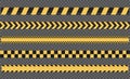 Caution signs and police tape - vector. Royalty Free Stock Photo