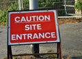 Caution site entrance sign Royalty Free Stock Photo
