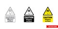 Caution slippery surface warning sign icon of 3 types color, black and white, outline. Isolated vector sign symbol