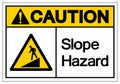Caution Slope Hazard Symbol Sign,Vector Illustration, Isolate On White Background Label. EPS10 Royalty Free Stock Photo