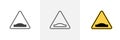 Caution speed ramps sign icon set. Warning for vehicle ramp speed control over ramps vector symbol in a black filled and outlined