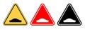 Caution speed ramps sign icon set. Warning for vehicle ramp speed control over ramps vector symbol in a black filled and outlined