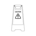 Caution Standing Board Outline Icon Illustration on Isolated White Background