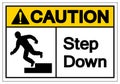 Caution Step Down Symbol Sign, Vector Illustration, Isolated On White Background Label .EPS10 Royalty Free Stock Photo