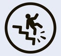 Caution symbol: falling down stairs hazard icon Royalty Free Stock Photo