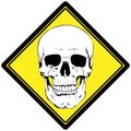 Caution symbol.Toxic and poisonous sticker.Yellow label with white skull.