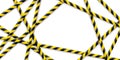 Caution tape, police line and danger tapes are crossed, all sealed, do not pass, do not cross. Vector. Royalty Free Stock Photo