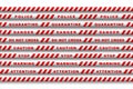 Caution tape set of red warning ribbons. Warning lines for police, accident, under construction. Royalty Free Stock Photo