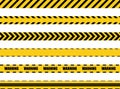 Caution tape set of yellow warning ribbons. Abstract warning lines for police, accident, under construction. Vector Royalty Free Stock Photo