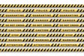 Caution tape set of yellow warning ribbons. Warning lines for police, accident, under construction. Royalty Free Stock Photo